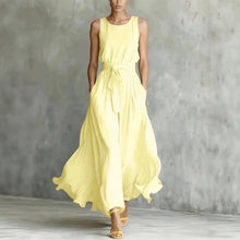 Load image into Gallery viewer, Women's Lace-Up Waist-Cinching Sleeveless Maxi Dress