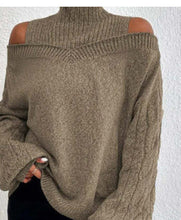 Load image into Gallery viewer, Women’s Elegant Off-Shoulder Turtleneck Sweater — Long Sleeve Knit Top