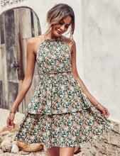 Load image into Gallery viewer, Summer Printed Halter Dress Fashion Boho Backless Ruffled A-Line Beach Dresses For Womens Clothing