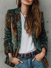 Load image into Gallery viewer, Women’s Printed Suit Jacket with Lining – Autumn Winter Casual Commuter Blazer