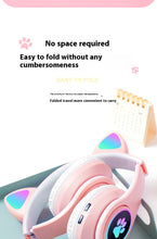 Load image into Gallery viewer, Interesting New Kids Headphones Wireless Bluetooth In Cat Ears Headphones Style With Noise Reduction Live Breathing Lights Glare and LED Lights