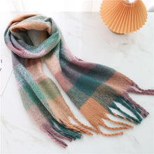 Load image into Gallery viewer, New Luxury Winter Soft Head Wraps Plaid Scarf Shawls Cashmere Warm Cashmere Scarves Rainbow For Women