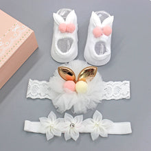 Load image into Gallery viewer, Flower Baby Girl Headband Socks Set Shoes With Crown Bows Newborn Headbands For Girls Turban Baby Hair Accessories