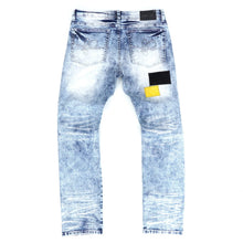 Load image into Gallery viewer, F1715 Frost Patchwork Denim Shredded Jeans - Light Wash