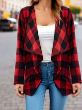 Load image into Gallery viewer, Elegant Plaid Open Front Long Sleeve Jacket Stylish & Cozy Lightweight Breathable Outerwear