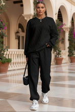 Load image into Gallery viewer, Women's Cable-Knit Texture Sweatshirt & Jogger Pants Set