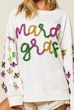 Load image into Gallery viewer, BiBi Fleur De Lis Sleeve Mardi Gras Pullover