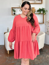 Load image into Gallery viewer, Light Green Double Take Full Size V-Neck Sleeve Tiered Dress with Pockets Elegant & Comfortable Casual Dress