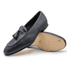 Load image into Gallery viewer, 15-216-NVY TINO Calfskin Woven Tassel Loafer, Navy