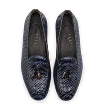 Load image into Gallery viewer, 15-216-NVY TINO Calfskin Woven Tassel Loafer, Navy