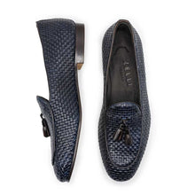 Load image into Gallery viewer, 15-216-NVY TINO Calfskin Woven Tassel Loafer, Navy