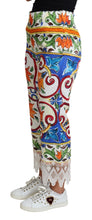 Load image into Gallery viewer, Dolce & Gabbana Multicolor Majolica Print Trouser Cotton Pants