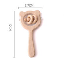 Load image into Gallery viewer, Modern Wooden Rattle Beech Bear Hand Teething Wooden Ring Baby Rattles Play Educational Toys For Kids