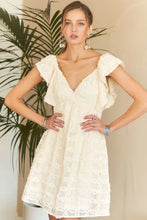 Load image into Gallery viewer, Tie Back V-Neck Ruffle Sleeve Summer Dress For Women – Elegant, Chic & Trendy V-Neck Fluttering Dress with Ruffles & Tie Detail