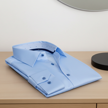 Load image into Gallery viewer, Martin Button-Up Shirt With Contrast Details // Blue // Contemporary Fit (Regular)