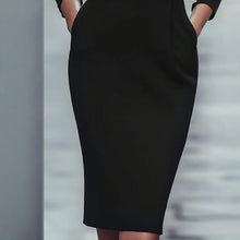 Load image into Gallery viewer, Women’s Black Bodycon Midi Dress
