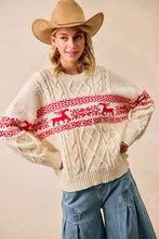 Load image into Gallery viewer, BiBi Christmas Theme Patterned Cable Knit Sweater