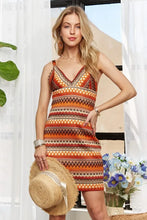 Load image into Gallery viewer, New Summer Contrast Striped V-Neck Mini Dress For Women – Trendy, Bold, Eye-Catching, Boho, Modern Chic & Fashionable
