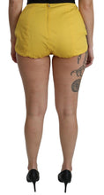 Load image into Gallery viewer, Dolce & Gabbana Yellow Black Cotton Jewelled Hot Pants Shorts