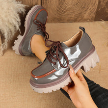 Load image into Gallery viewer, Women's Lace-Up Chunky Heel Shoes – Height-Increasing Vintage Round Toe