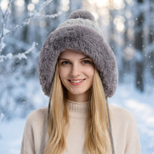 Load image into Gallery viewer, Triple Pom-Pom Fleece Knit Hat with Ear Straps