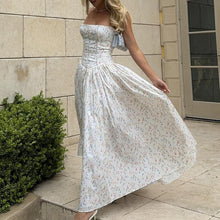 Load image into Gallery viewer, Printed Strapless Backless Maxi Dress – Fitted Long Dress