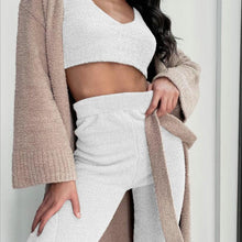 Load image into Gallery viewer, 3pcs Womens Clothing Long Sleeve Crop Tank Top And Drawstring Shorts Pajama Set