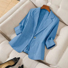Load image into Gallery viewer, Women's Single Button Notch Lapel 3/4 Sleeve Blazer Jacket