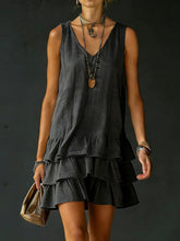 Load image into Gallery viewer, V-Neck Sleeveless Tiered Ruffle Mini Dress