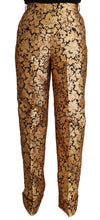 Load image into Gallery viewer, Dolce & Gabbana Gold Floral Jacquard Straight Polyester Pants