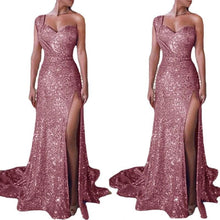 Load image into Gallery viewer, Women's Clothing One-shoulder Sleeveless Bronzing Split Dress