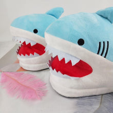 Load image into Gallery viewer, Warm Shark Womens Home Slippers Fashion Plush Winter Funny Elegant Women Slippers Cute Cartoon Shark Indoor Warm Home Cotton Slippers
