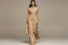 Load image into Gallery viewer, Women's Stand-Collar Single-Breasted Sleeveless Midi Dress