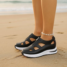 Load image into Gallery viewer, Women's Chunky Sole Closed-Toe Sandals – Soft Sole Velcro Strap