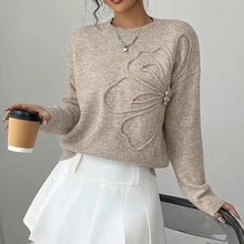 Load image into Gallery viewer, Women's Elegant Floral Sweater - Crew Neck Long Sleeve Casual Pullover