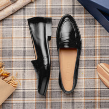 Load image into Gallery viewer, 15-203-BLK SAVANNAH Calfskin Penny Loafer, Black