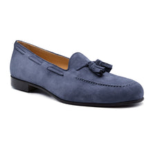 Load image into Gallery viewer, 16-580-BLU NAPLES Italian Kid Suede Tassel Loafer, Blue Water