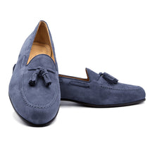 Load image into Gallery viewer, 16-580-BLU NAPLES Italian Kid Suede Tassel Loafer, Blue Water