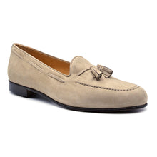 Load image into Gallery viewer, 16-580-BON NAPLES Italian Kid Suede Tassel Loafer, Bone