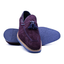 Load image into Gallery viewer, 16-625-BDX CRAWFORD Sueded Goatskin & Crocodile Tassel Loafer, Bordeaux