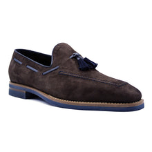 Load image into Gallery viewer, 16-628-BRN CARMEN Sueded Goatskin & Crocodile Tassel Loafer, Brown