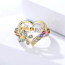 Load image into Gallery viewer, Mother's Day Gift Hollow Heart English Letter Love Mom Rhinestone Butterfly Finger Ring Jewelry Gift