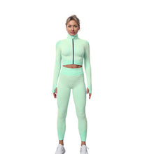 Load image into Gallery viewer, 2-Piece Seamless Zip-Up Yoga Set – Workout Sets for Women