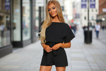 Load image into Gallery viewer, Belted Short Sleeve Silk A-Line Mini Jumpsuit – 4 Colors, S–5XL