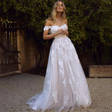 Load image into Gallery viewer, Lace Wedding Dresses Off The Shoulder Appliques A-Line Bride Dress Princess Wedding Gown Bridal Dress