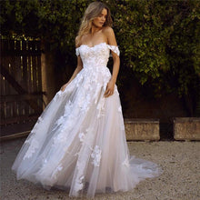 Load image into Gallery viewer, Lace Wedding Dresses Off The Shoulder Appliques A-Line Bride Dress Princess Wedding Gown Bridal Dress