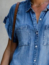 Load image into Gallery viewer, Denim Midi Dress – Short Sleeve Square Neck Slim Fit Street Style