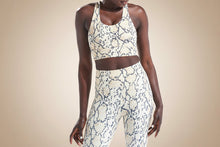 Load image into Gallery viewer, Cropped High-Waisted Leggings – Snake Print Workout Pants