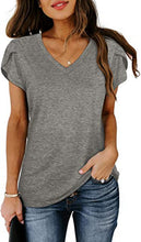Load image into Gallery viewer, 🌸 Women's V-Neck Petal Sleeve Summer T-Shirt – Elegant & Breezy
