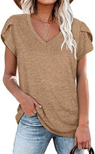 Load image into Gallery viewer, 🌸 Women's V-Neck Petal Sleeve Summer T-Shirt – Elegant & Breezy